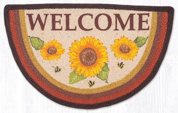 Floral Welcome Rubber Outdoor Slice Doormat