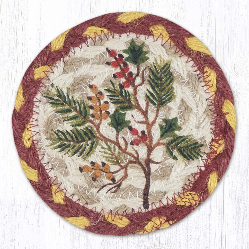 IC-357 Berries Evergreen Holly Individual Coaster