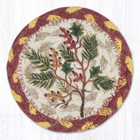 IC-357 Berries Evergreen Holly Individual Coaster