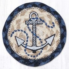 IC-443 Nautical White Anchor Individual Coaster