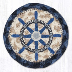 IC-443 Nautical White Ship Wheel Individual Coaster