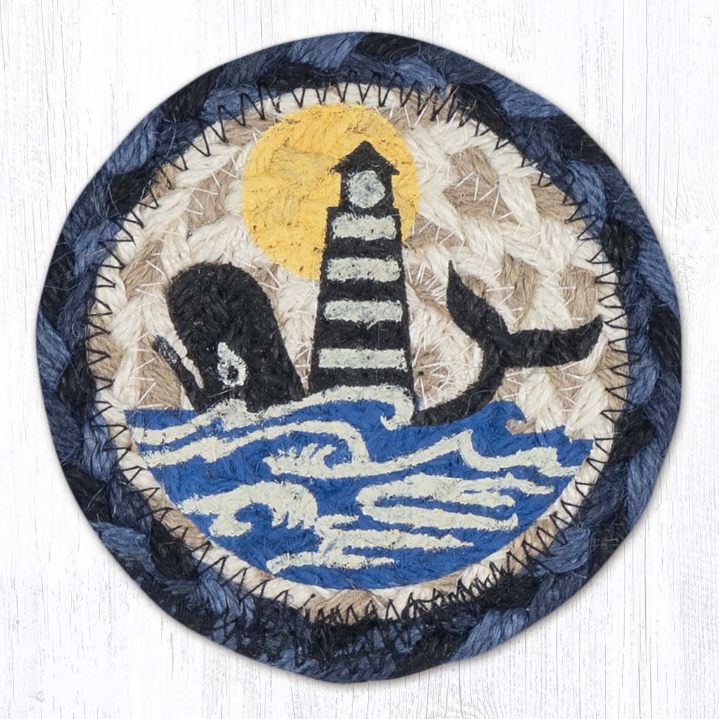 IC-443 Nautical White Whale Lighthouse Individual Coaster