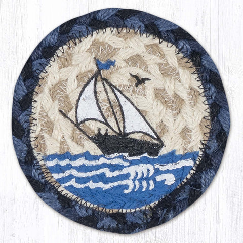 IC-443 Nautical White Sailboat Individual Coaster