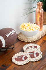 Football coasters for game-day party table