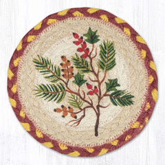 LC-357 Berries Evergreen Holly  7" Round Trivet