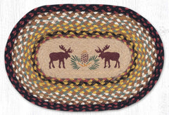 Oval placemat with moose silhouettes and pinecone design in center