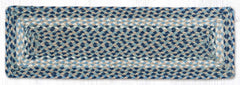 navy blue, light blue, tan braided jute stair tread