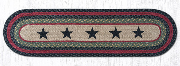 TR-238 Black Stars Oval Table Runner | The Braided Rug Place