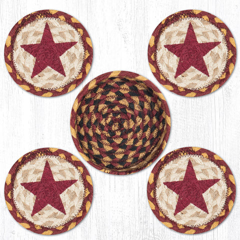 OP-357 Burgundy Stars Oval Rug, The Braided Rug Place